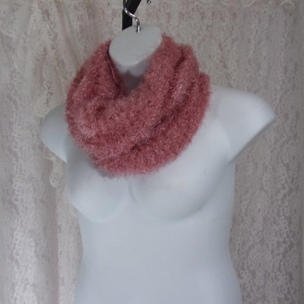 ScUnci Rose Pink Eyelash Scarf/Wrap/Hoodie NWOT